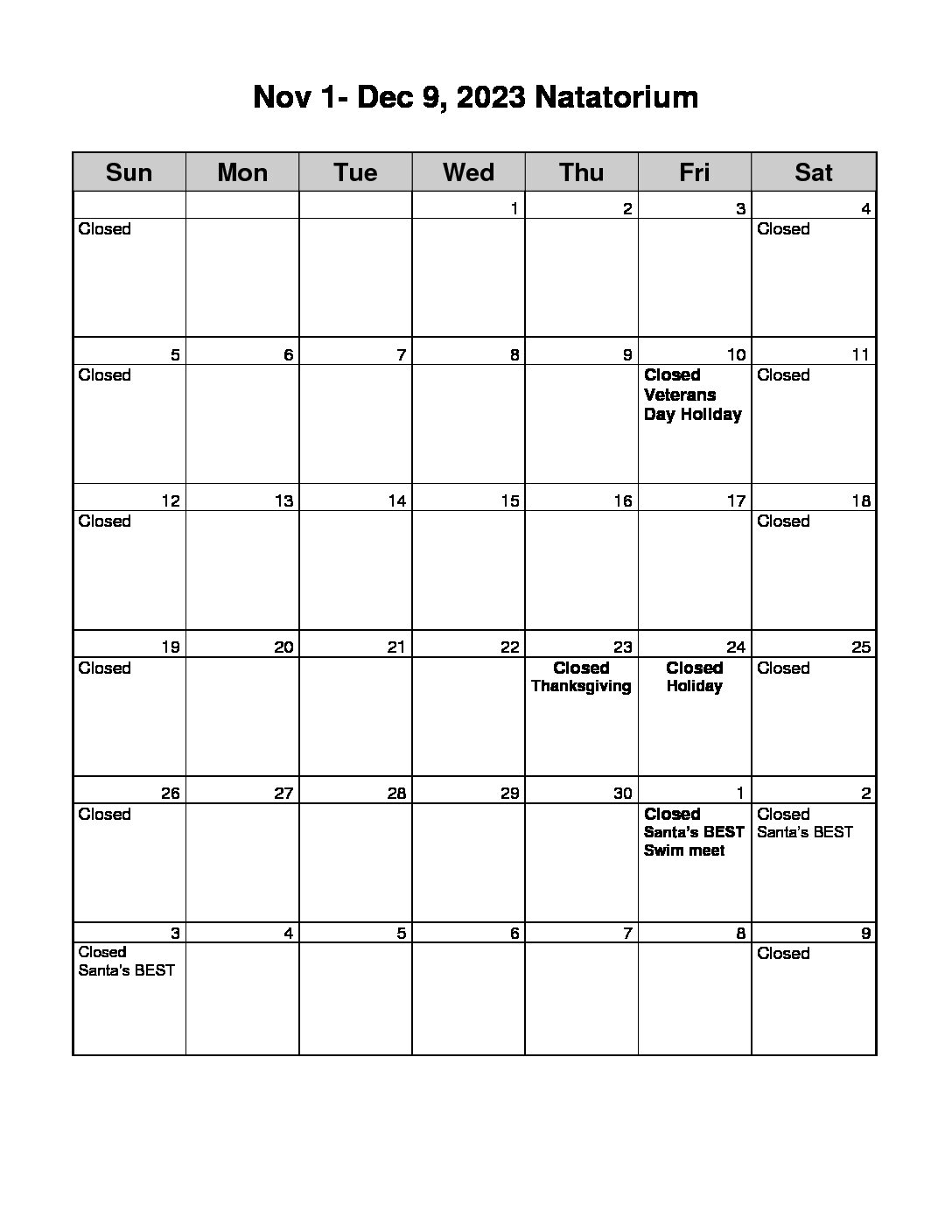 Nov Sentry Closure Nov1- Dec 9 closures
