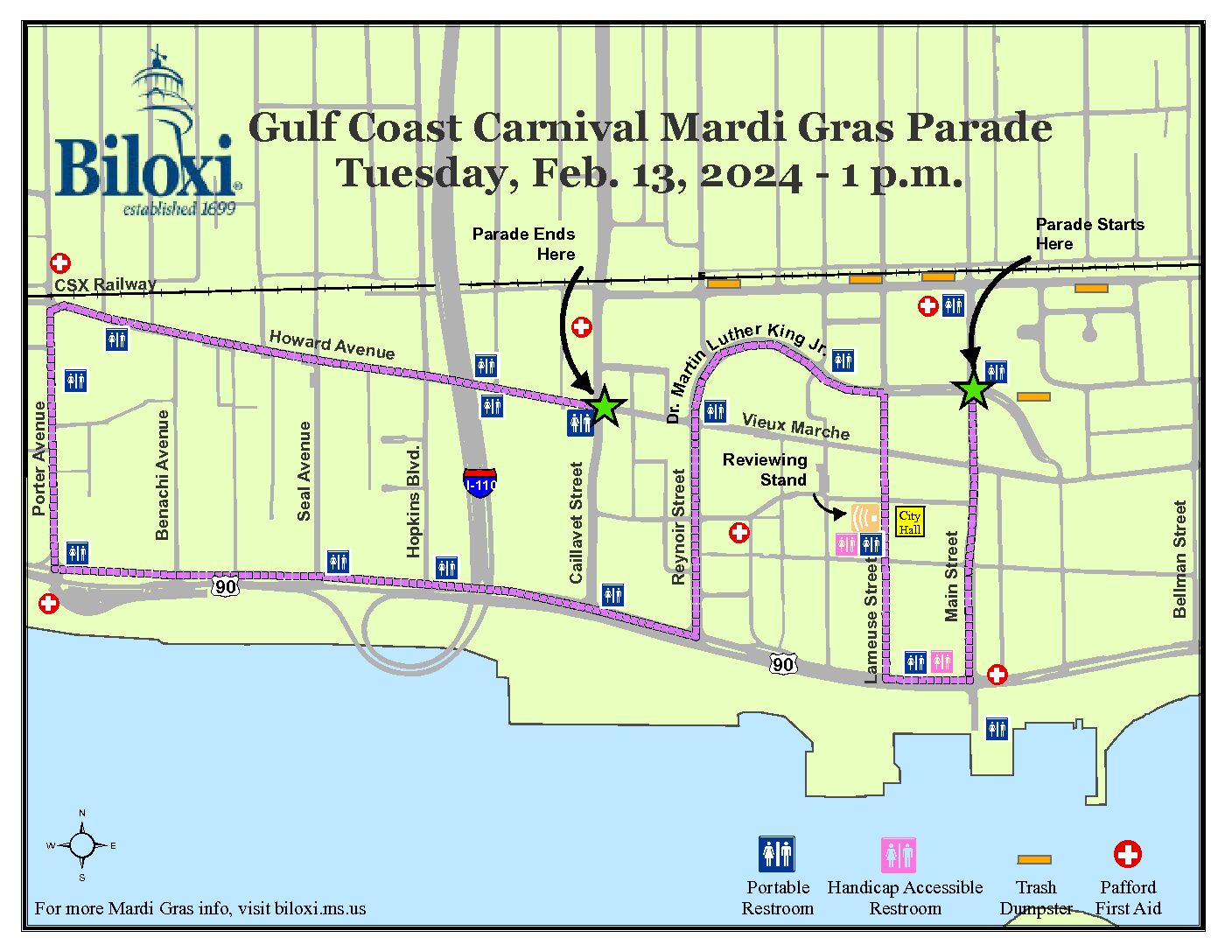 Mardi Gras Parade Route Map Gulf Coast 2024